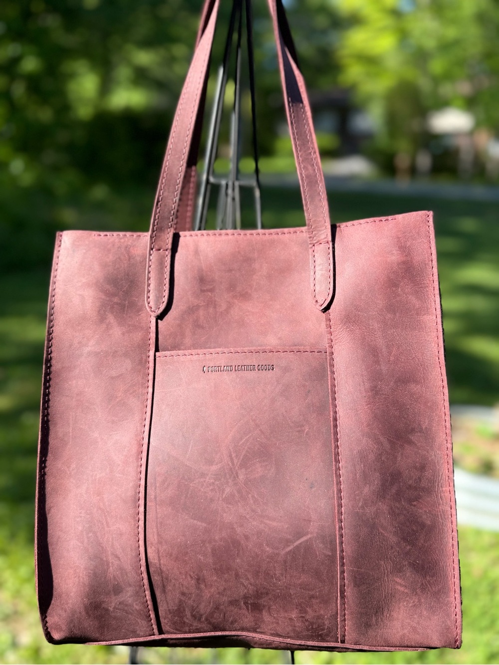 Everyday Burgundy Tote Bag with Dual Shoulder Straps - Picture 2 of 4